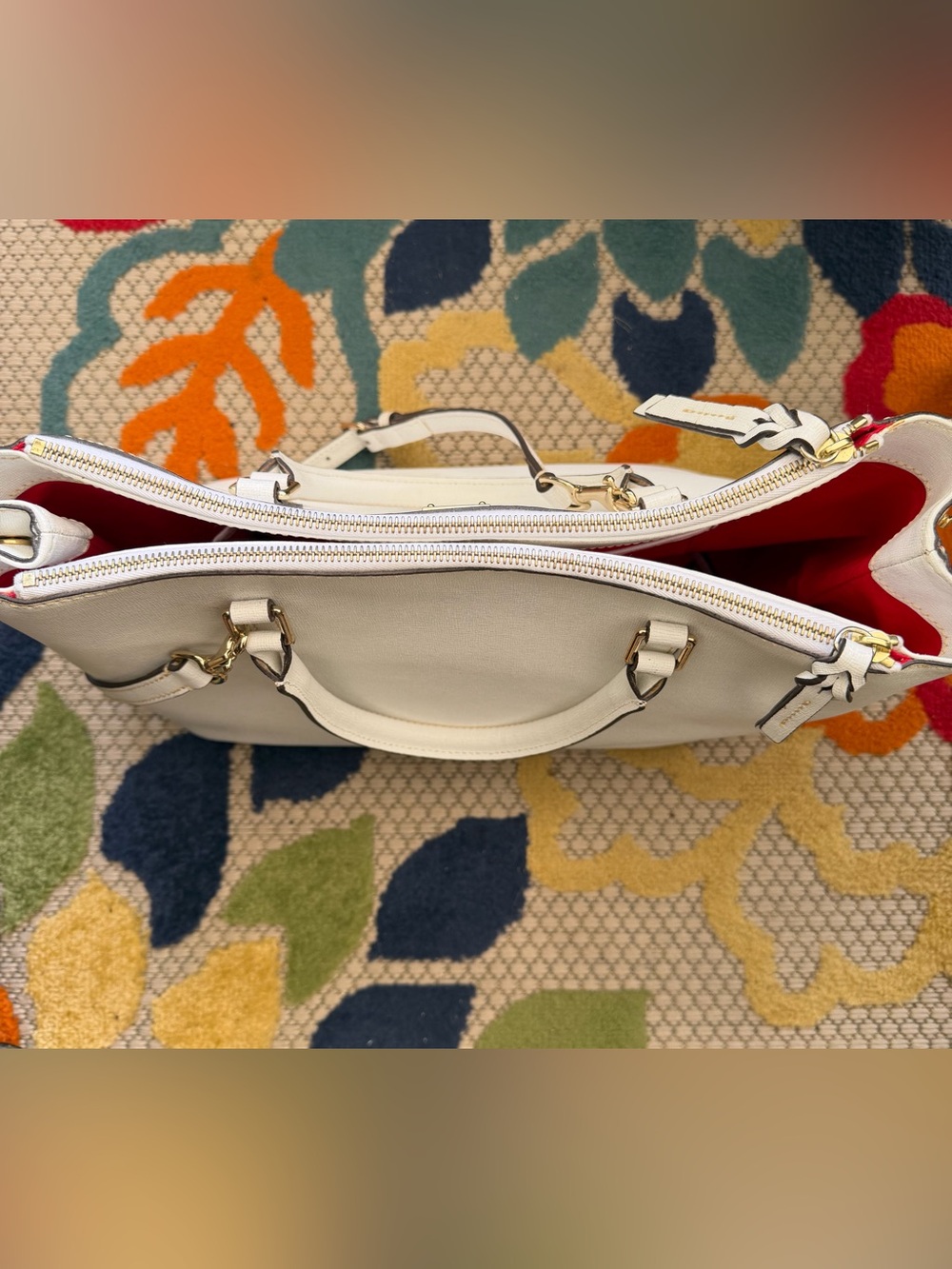 Dooney & Bourke White Saffiano Satchel with Gold Hardware - Picture 5 of 8